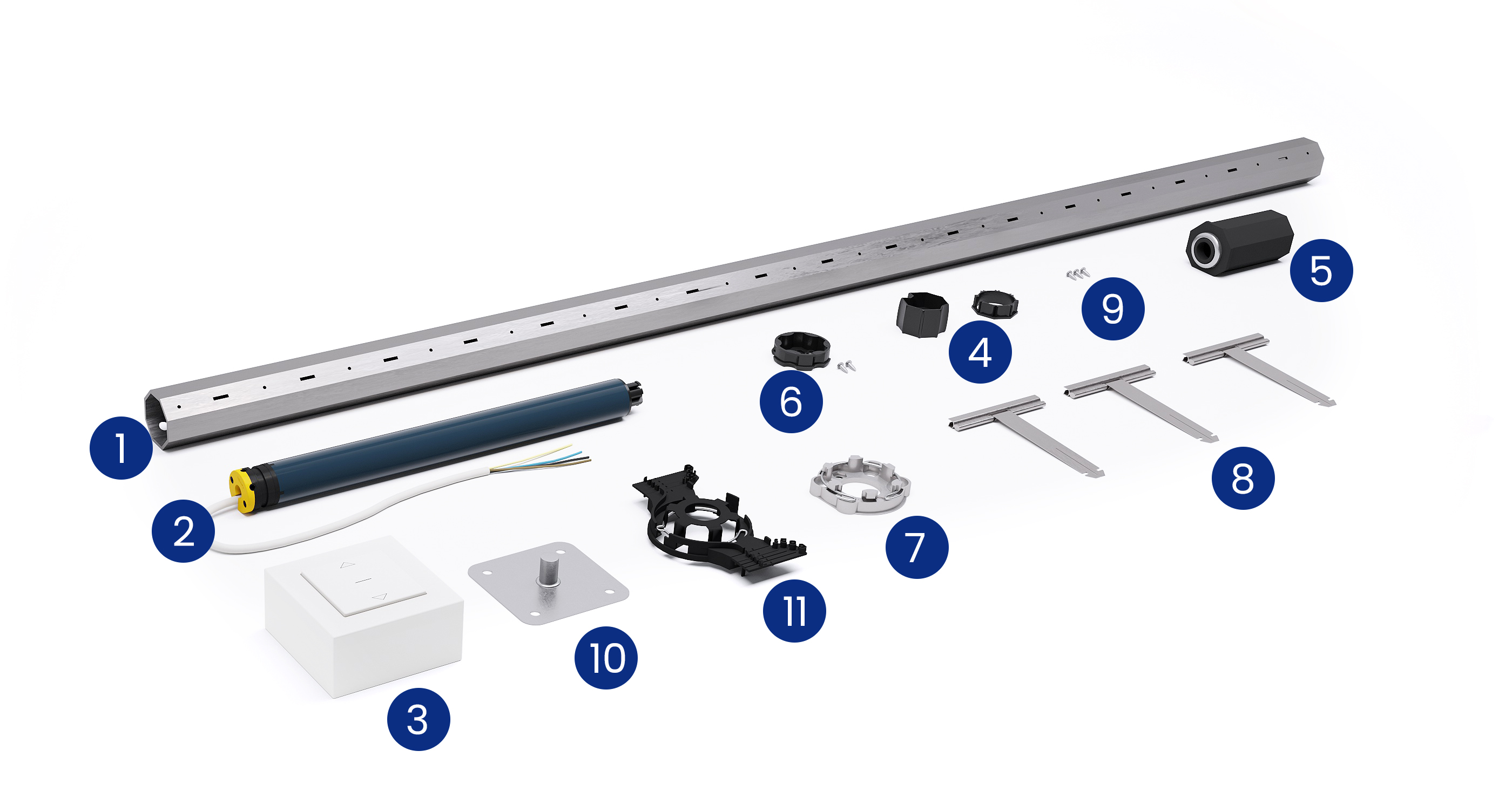 Composition du kit axe motorisé Somfy filaire diamètre 40mm
