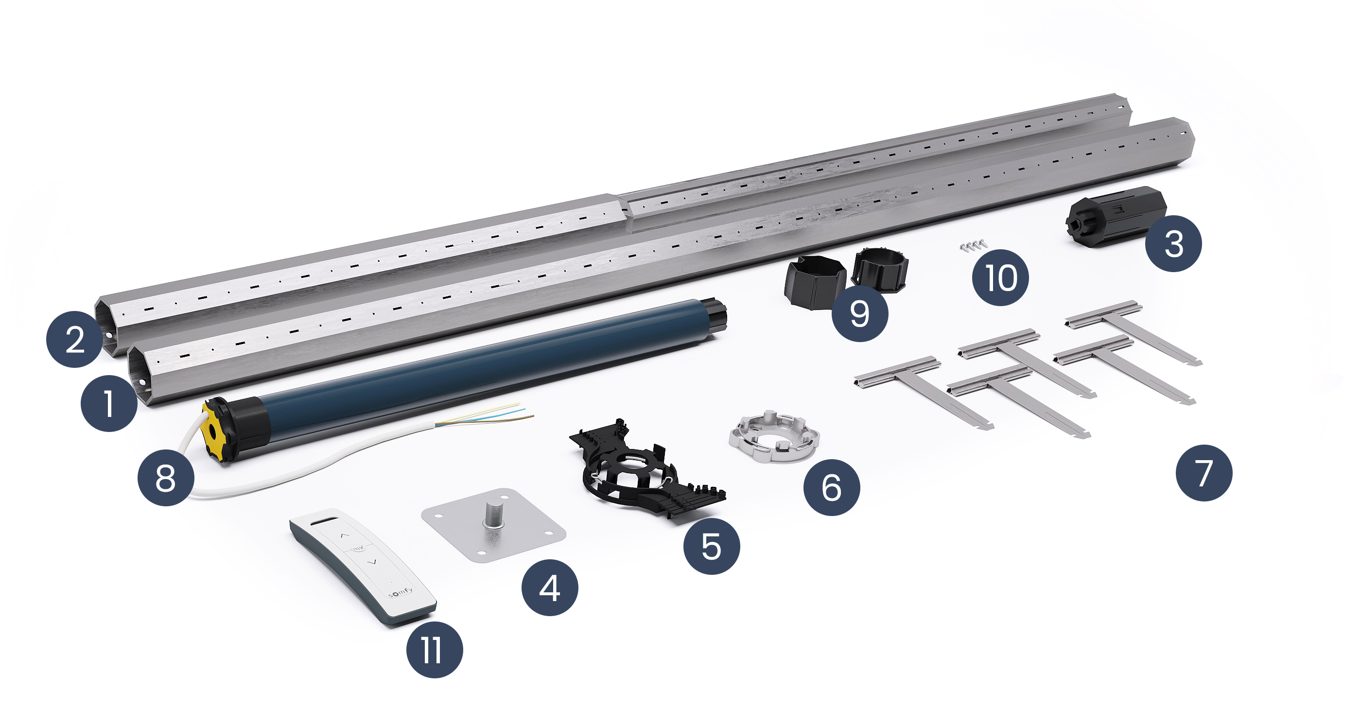 pack 60 rts somfy kit eje motor radio rts somfy persiana enrollable composicion 2500mm