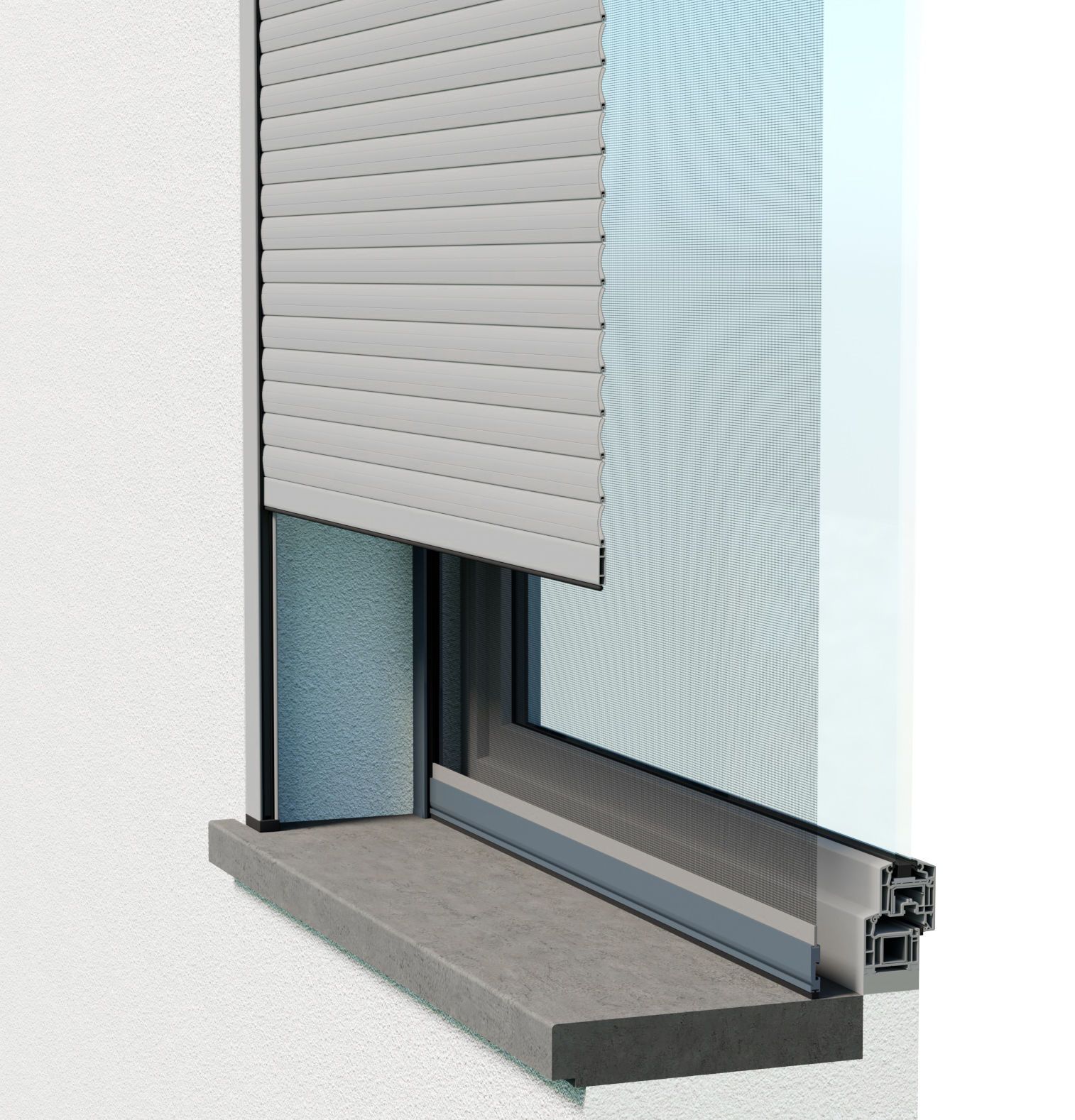 Moustiquaire cadre fixe pour fenêtre avec volet roulant