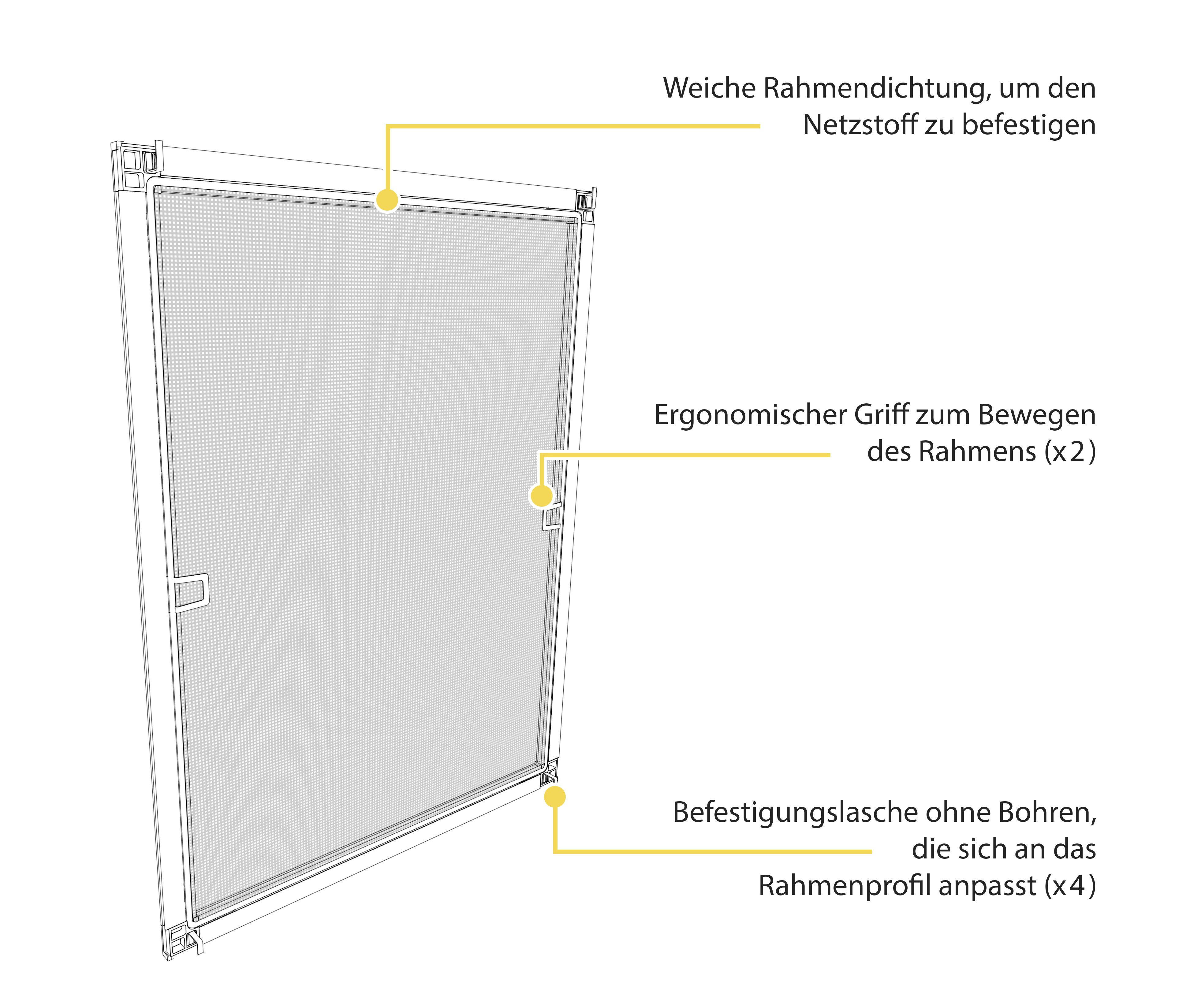 verstellbarer Fliegengitterrahmen für Fenster auf der Innenseite