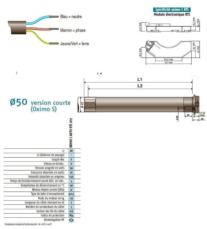 technical specifications for Oximo RTS short 