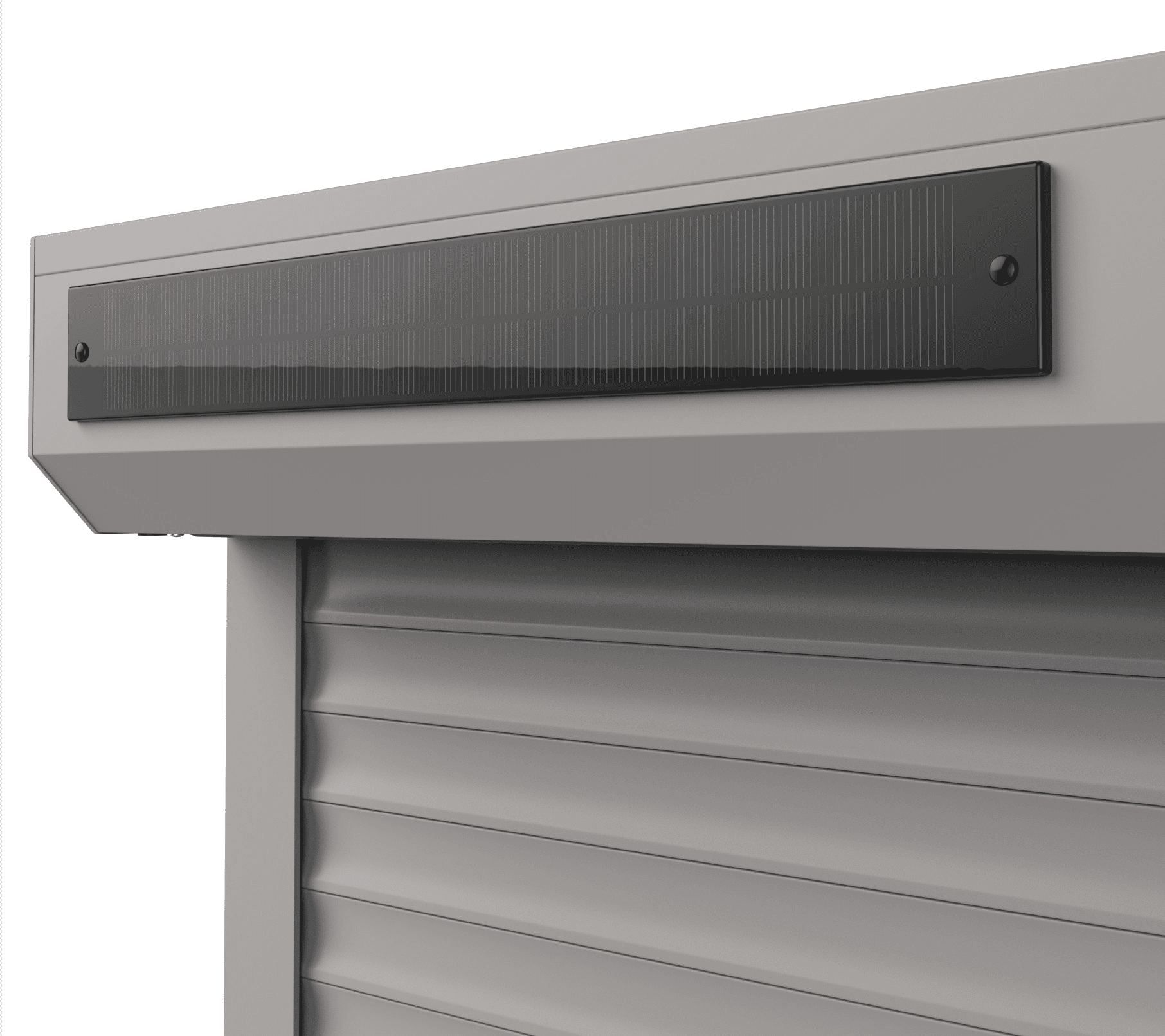 solar panel on grey roller shutter