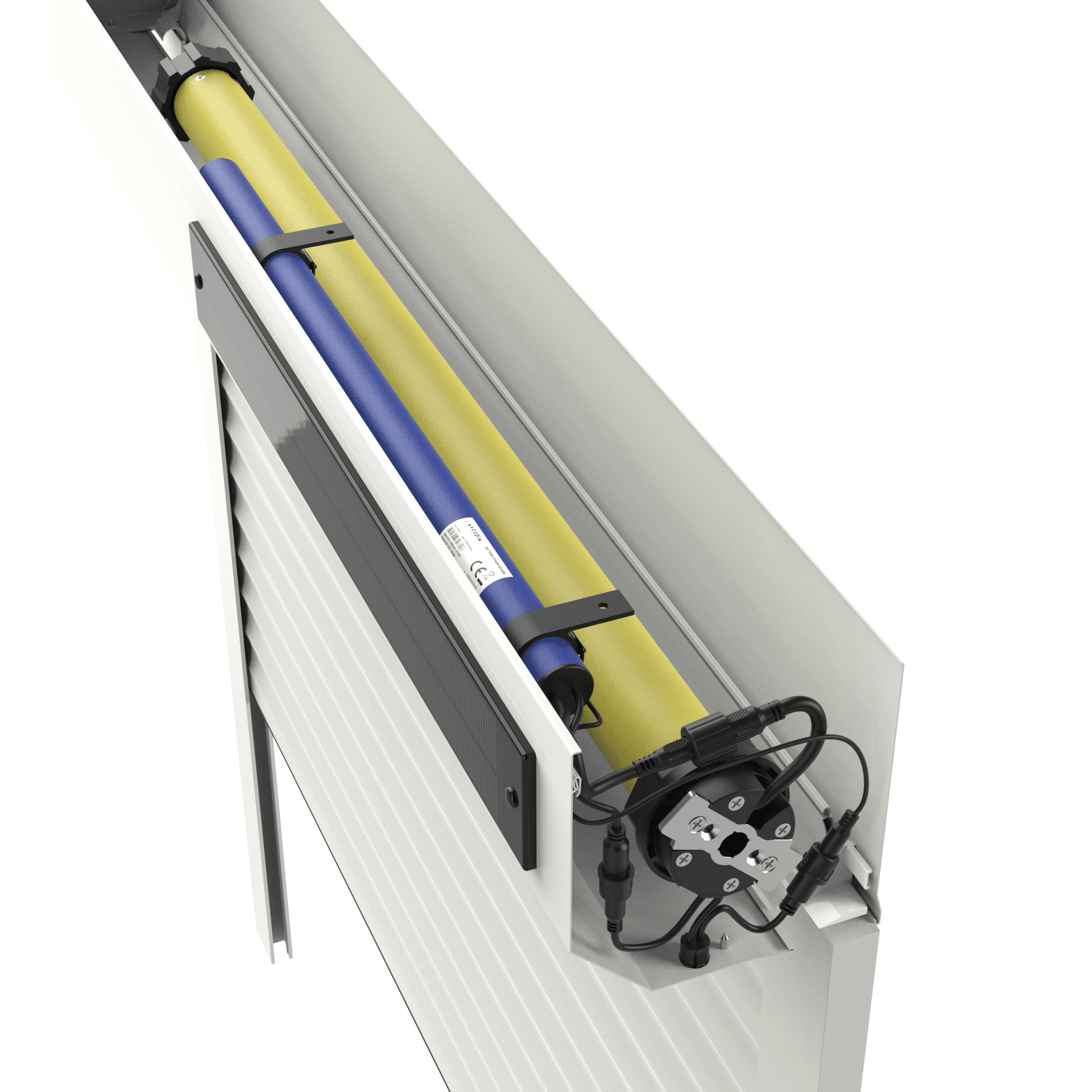 cross-section view solar panel roller shutter