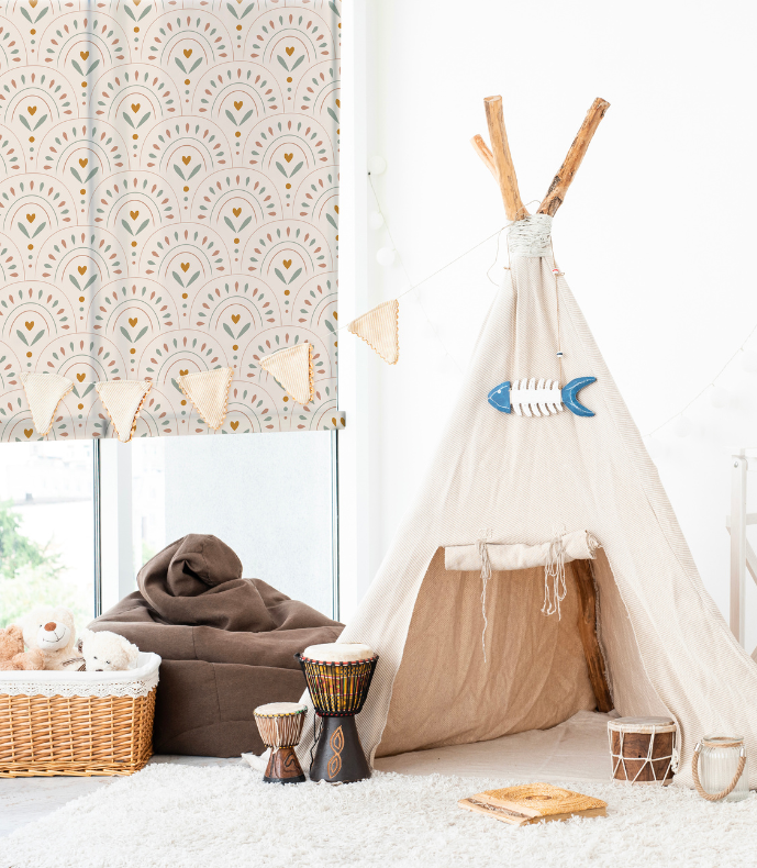 Store Enrouleur sur mesure chambre enfant baby boho indien