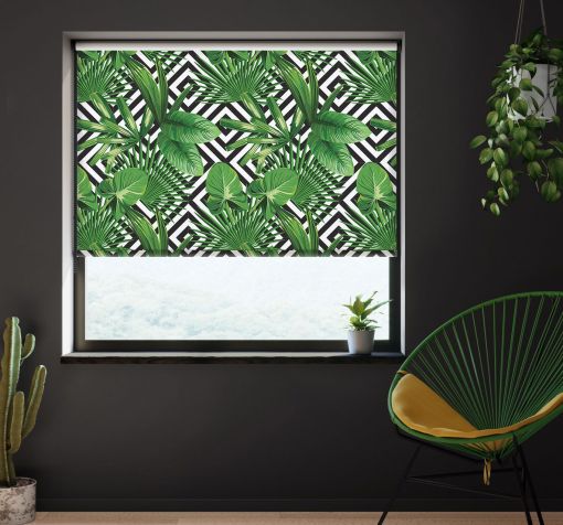 Persiana enrollable a medida con estampado de jungla