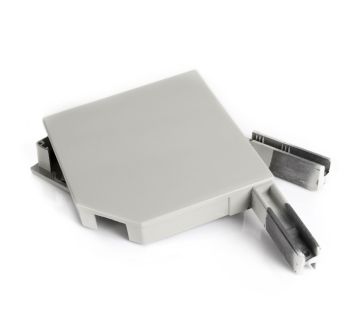 Zijkappen 205mm Grijs RAL 7038 voor afgeschuinde rolluikkast 45°