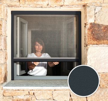 Store moustiquaire gris anthracite en aluminium pour fenêtre
