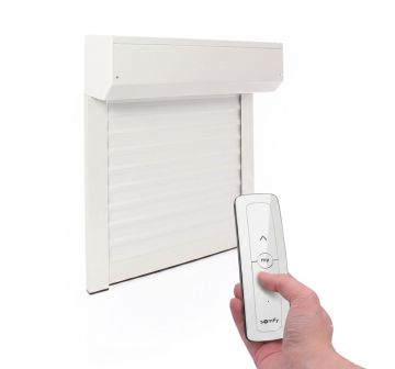 Persiana enrollable recortable ALU Somfy radio 150x155 Blanco