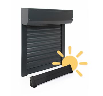 Persiana Enrollable Recortable Motor Solar ALU Gris Al 215 x An 240