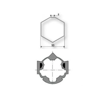 Rueda para eje Hexagonal 50 9410309 para motores Somfy Ø50mm