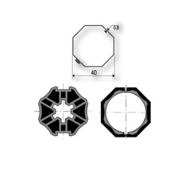 Adaptaciones eje DEPRAT Octogonal 40 9500387 para motores Somfy Ø40mm