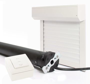 Elektrisches Rolladen-Kit mit Kabel H155 x B120 cm Weiß