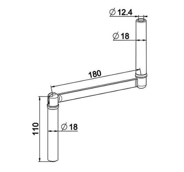Poignée pour manivelle ronde Ø 12mm acier laqué blanc Lg totale 310mm