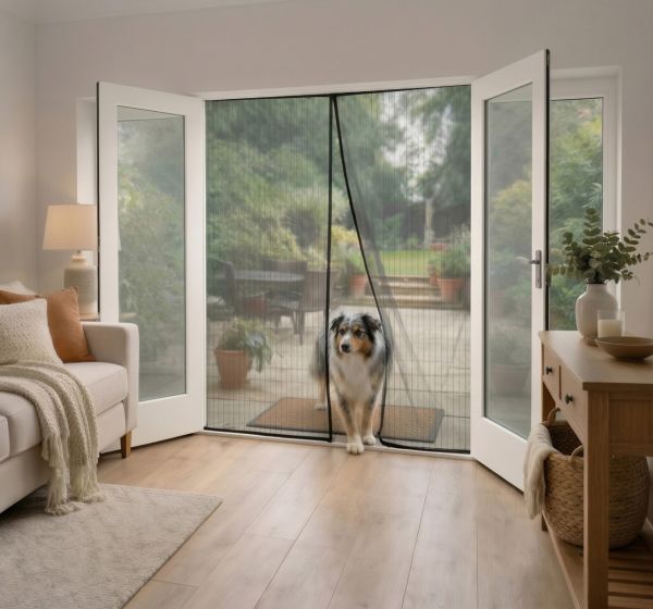 Zanzariera a tenda con porta magnetica