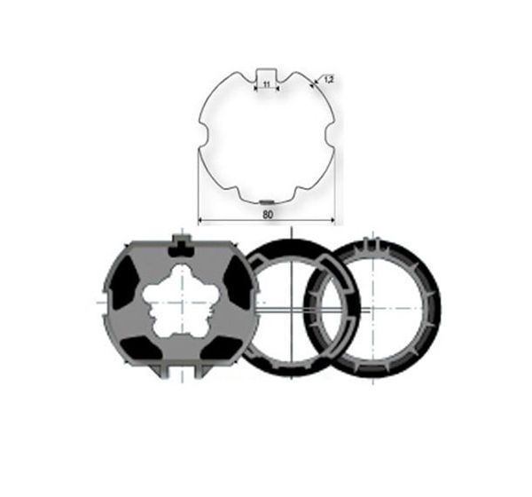 Adaptaciones eje ZF80 9001474 para motores Somfy Ø50mm